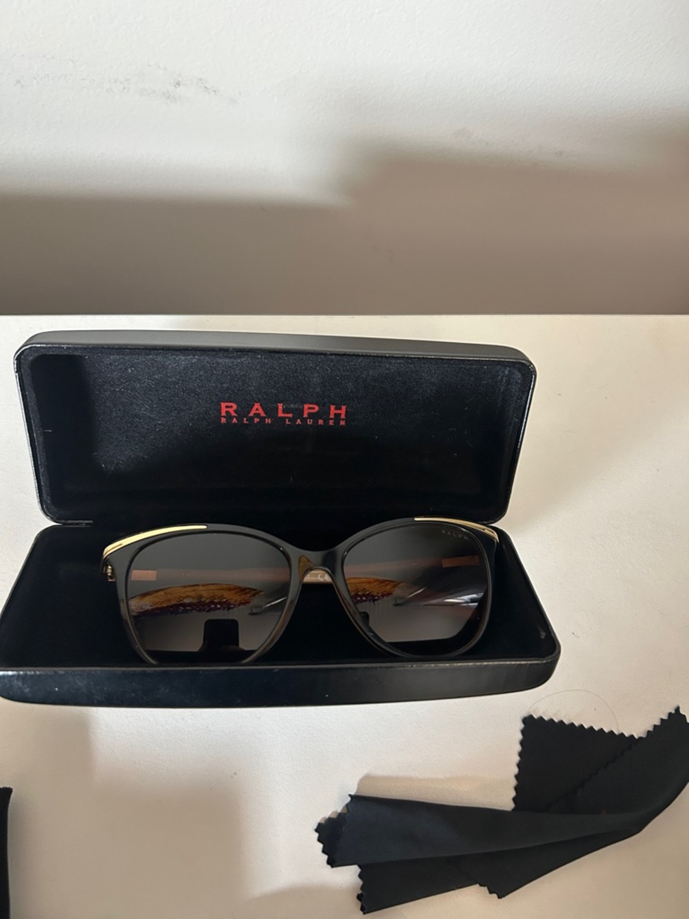 Ralph Lauren Black and Gold Women's Sunglasses